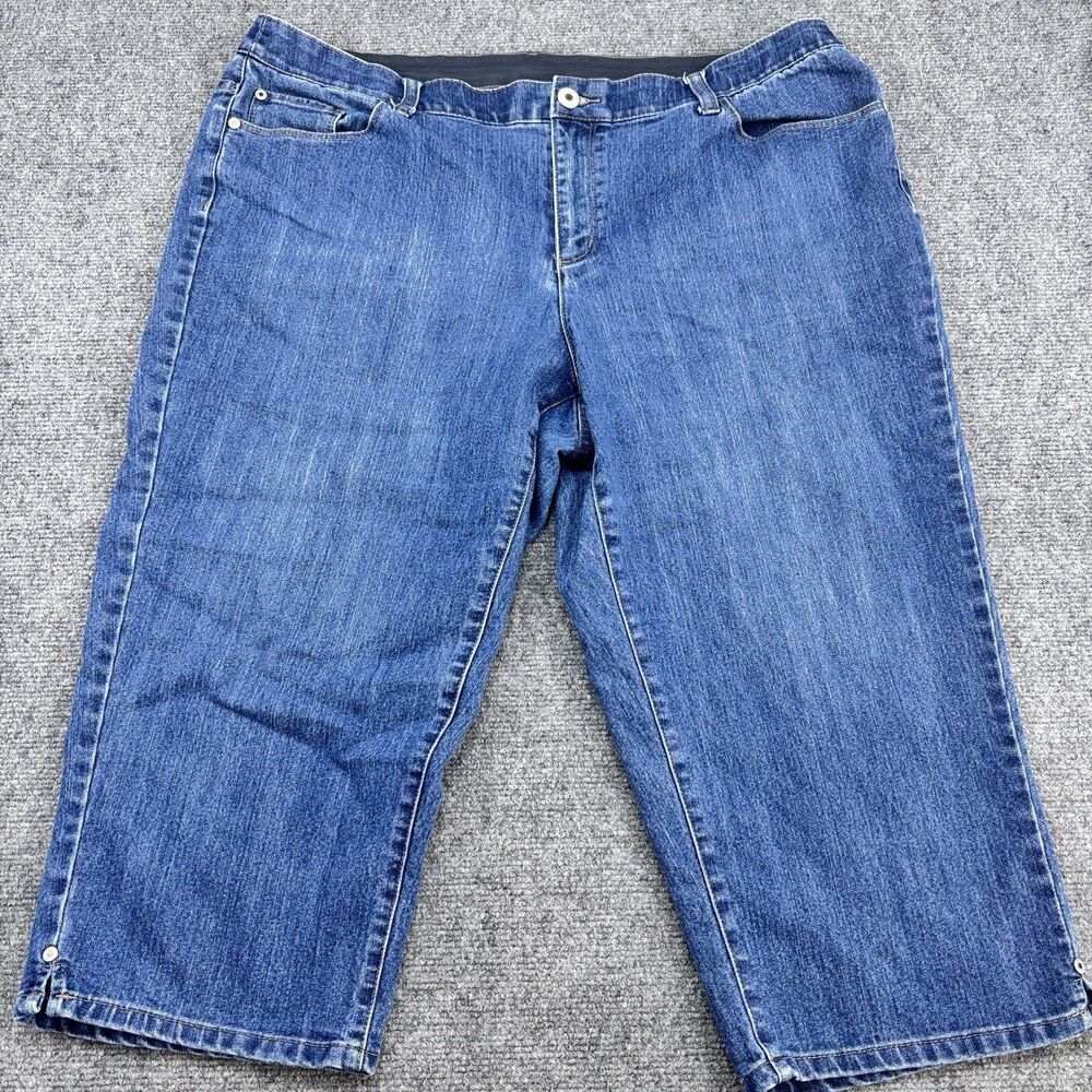 CJ Banks Women's 18W Denim Bermuda Shorts Blue Stretch Knee Length
